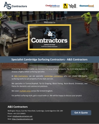 Specialist Cambridge Surfacing Contractors - A&S Contractors