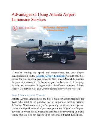 Advantages of Using Atlanta Airport Limousine Services