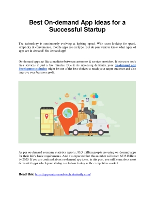 Top On-Demand App Ideas for a Successful Startup