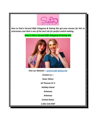 How to Find a Second Wife Polygamy & Dating Site