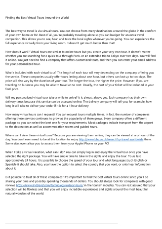 More Info On Virtual Travel