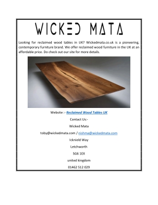 Reclaimed Wood Tables Uk | Wickedmata.co.uk