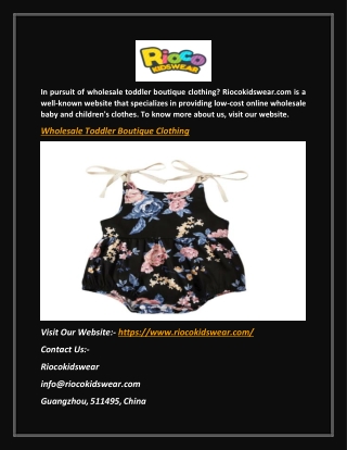 Wholesale Toddler Boutique Clothing | Riocokidswear.com