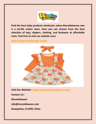 Baby Products Wholesale Online | Riocokidswear.com