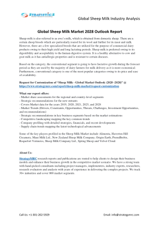Sheep Milk Market Forecasts to 2028