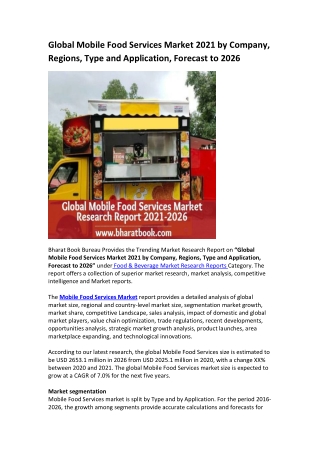 Global Mobile Food Services Market Research Report 2021-2026