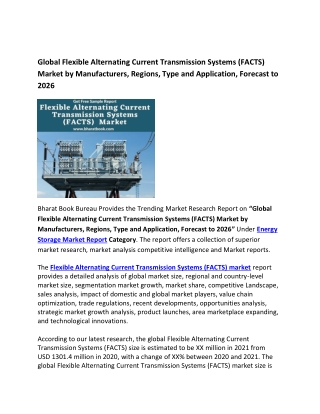 Global Flexible Alternating Current Transmission Systems (FACTS) Market by Manuf