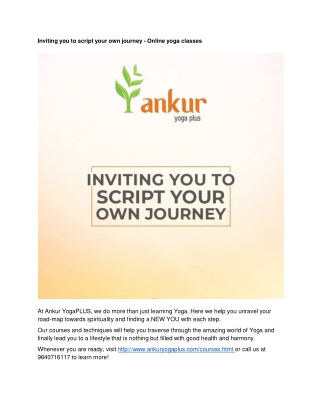 Inviting you to script your own journey - Online yoga classes