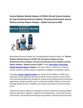 Global Service Robotics Market Type, and Forecast to 2025