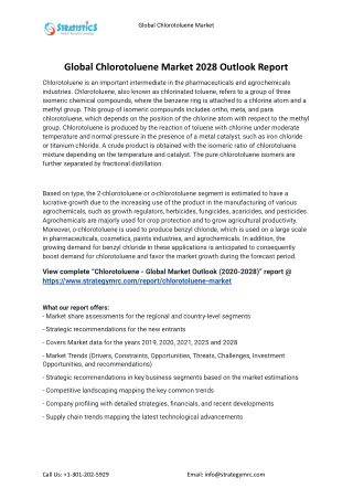 2021 Chlorotoluene Market Global Analysis Report