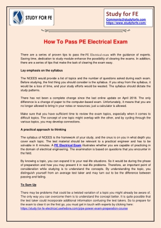 How To Pass PE Electrical Exam