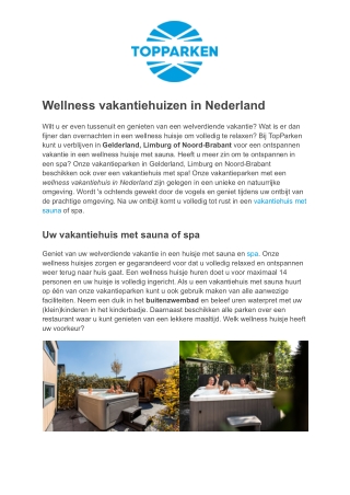 TopParken - Wellness huisje