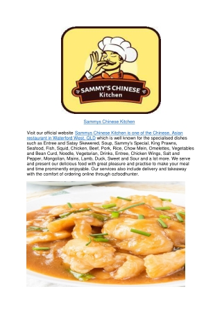 5% Off – Sammys Chinese Restaurant Delivery Waterford West,QLD