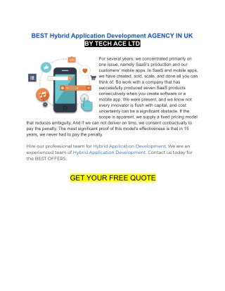 BEST Hybrid Application Development AGENCY IN UK