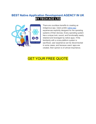 BEST Native Application Development AGENCY IN UK