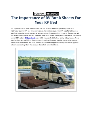 The Importance of RV Bunk Sheets For Your RV Bed