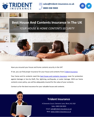 Best House And Contents Insurance In The UK