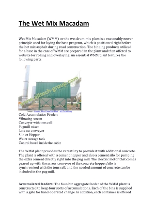 The Wet Mix Macadam