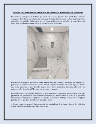 Servicios Local Mex- Opción de Obtener para Empresas de Construcción y Techados