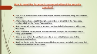 How to reset the Facebook password without the security code