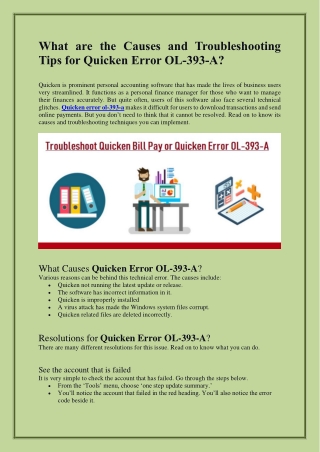 What are the Causes and Troubleshooting Tips for Quicken Error OL-393-A