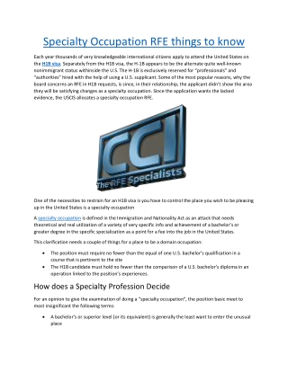 Specialty Occupation RFE things to know