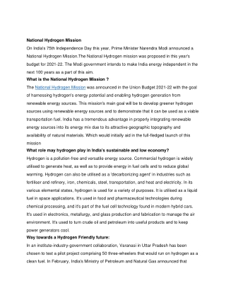 National Hydrogen Mission