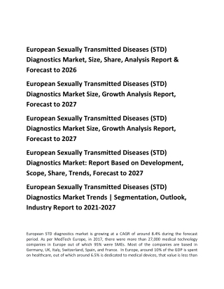 European Sexually Transmitted Diseases (STD) Diagnostics Market, Size, Share