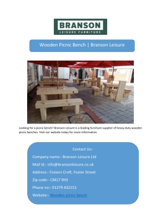 Wooden Picnic Bench  Branson Leisure-converted