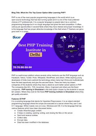 What Are The Top Career Option After Learning PHP