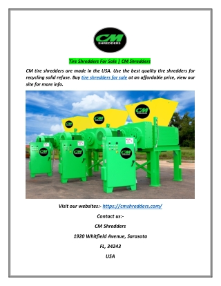 Tire Shredders For Sale | CM Shredders