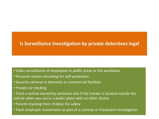Is Surveillance Investigation by private detectives legal