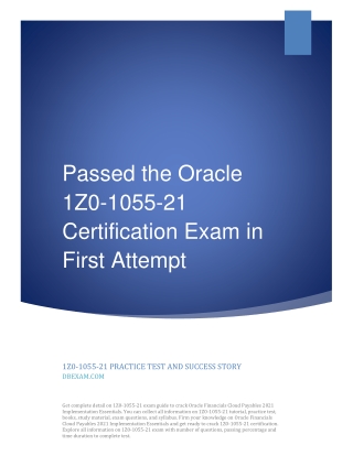 Passed the Oracle 1Z0-1055-21 Certification Exam in First Attempt