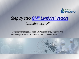 Step by step GMP lentiviral vectors qualification plan