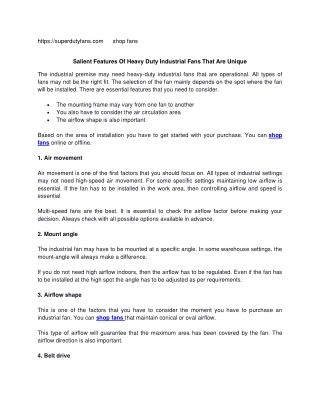 Salient Features Of Heavy Duty Industrial Fans That Are Unique