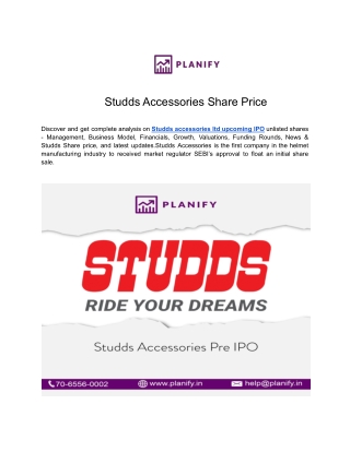 Studds Accessories Pre IPO