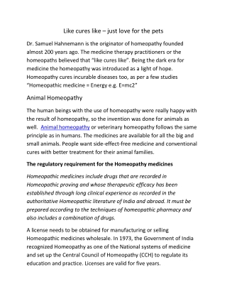 Homeopathy in Veterinary - Goel Vet Pharma