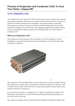 Process of Evaporator and Condenser Coils To Cool Your Home  Alaqua INC