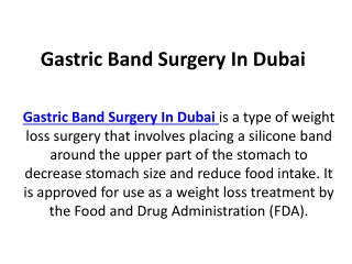 Gastric Band Surgery In Dubai