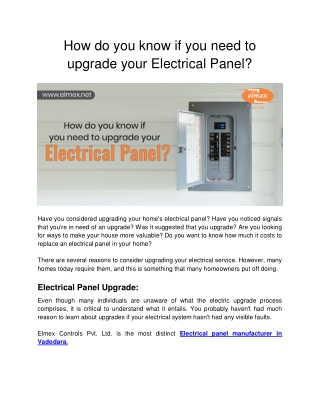 How do you know if you need to upgrade your Electrical Panel?