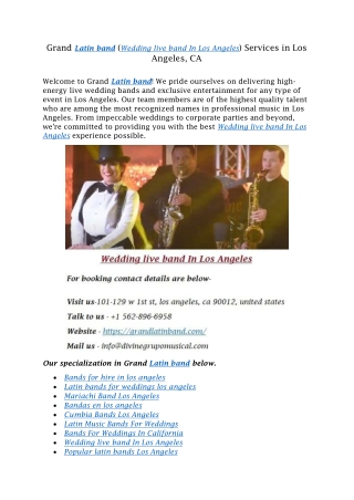 Wedding live band In Los Angeles