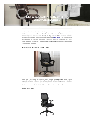 6 Of Woodenstreet’s Bestselling Office Chairs Online