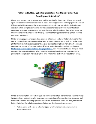 "What is Flutter? Why Collaborators Are Using Flutter App Development Services”