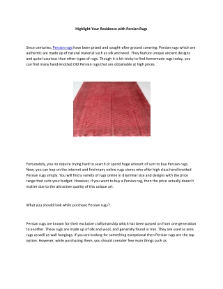 Highlight Your Residence with Persian Rugs