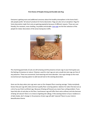 First Choice of People Strong and Durable Jute Rug
