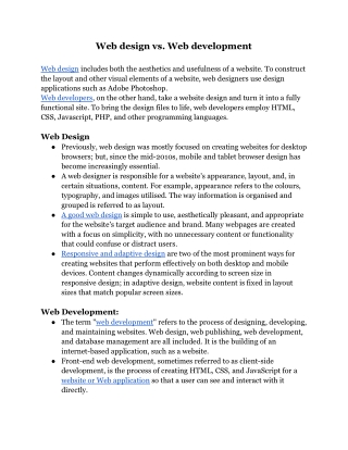Web design vs web development