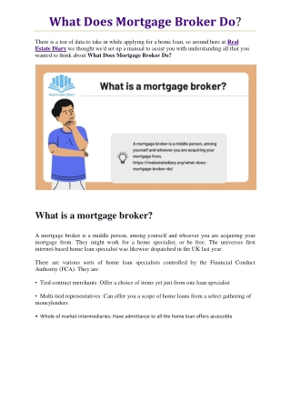 What Does Mortgage Broker Do new