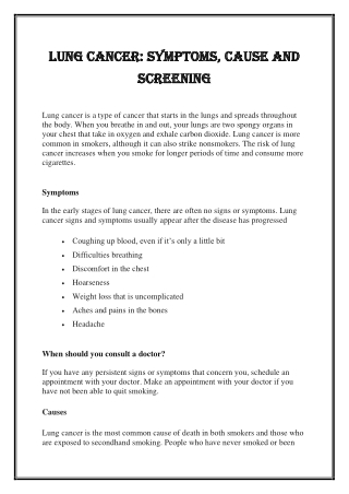 Lung Cancer Screening Singapore