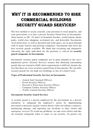 Commercial Building Security Guards