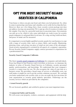 Security Guard Services in Los Angeles